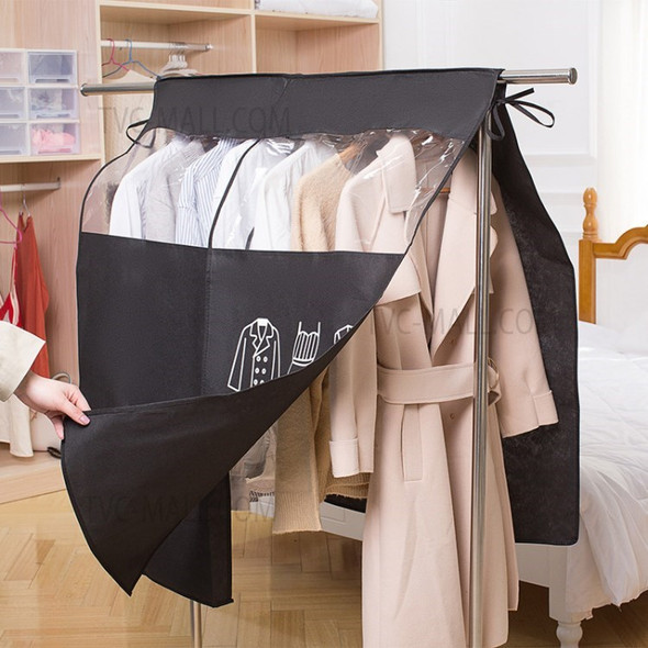 Hanging Garment Bag Dust-Proof Clothes Suit Bag for Closet Storage Clear Plastic Cover - Black