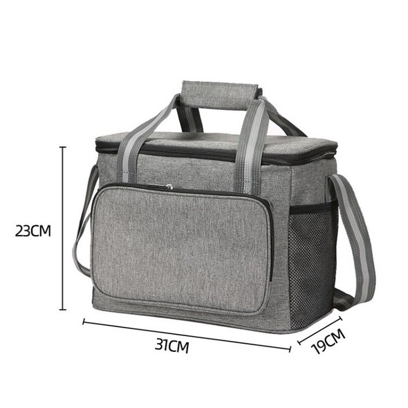 15L Lunch Bag Insulated Large Capacity Waterproof Handbag Camping Meal Thermal Bag - Grey