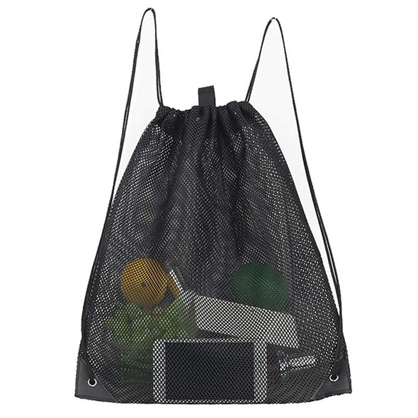 Mesh Drawstring Bag Adjustable Strip Backpack Sport Gym Equipment Storage Bag Swimming Pool Bag Organizer
