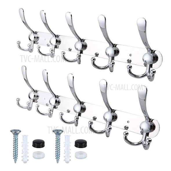 2Pcs For Bathroom Kitchen Stainless Steel Wall Keys Hook Hanger - Silver