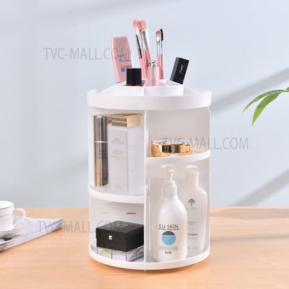 Rotating Makeup Organizer Cosmetics Case Box Spinning Makeup Stand Carousel for Vanity Countertop - White