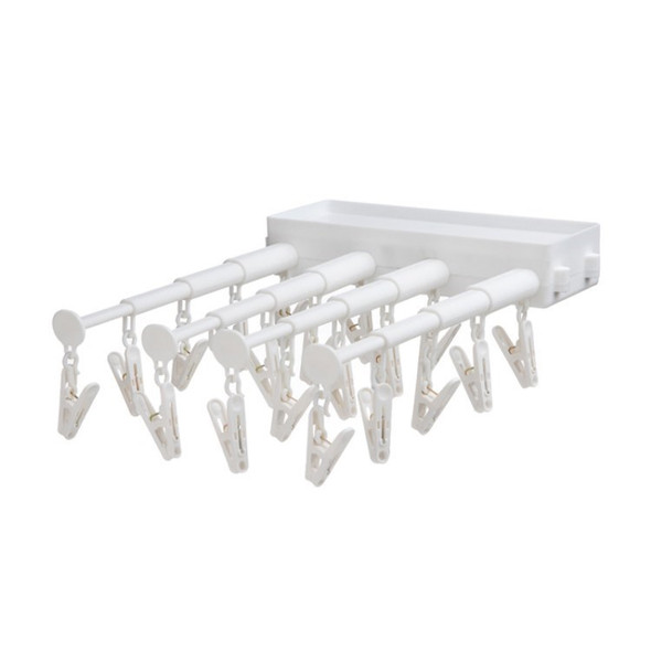 Folding Clothes Drying Rack with 20 Clips Laundry Clothes Hangers for Socks Towel Underwear - White