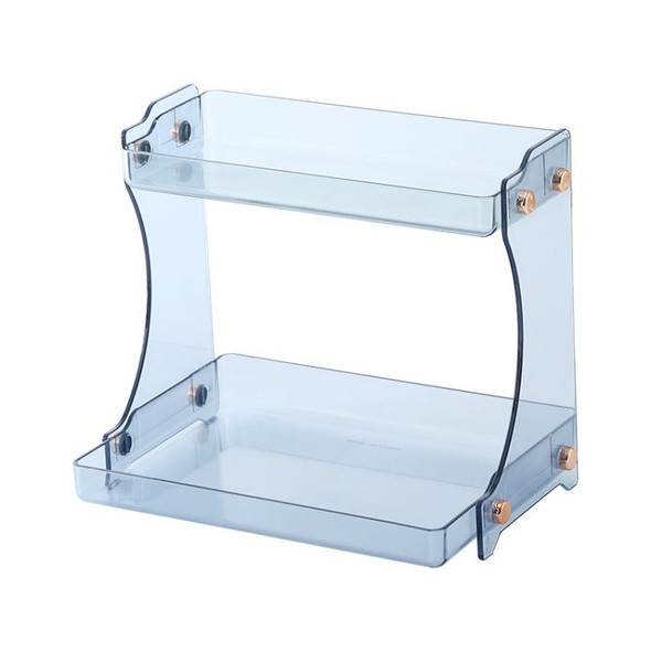 2-tier Clear Cosmetic Storage Organizer Tray Cosmetic Display Case for Lipstick, Makeup Brushes and Skin Care Products - Blue