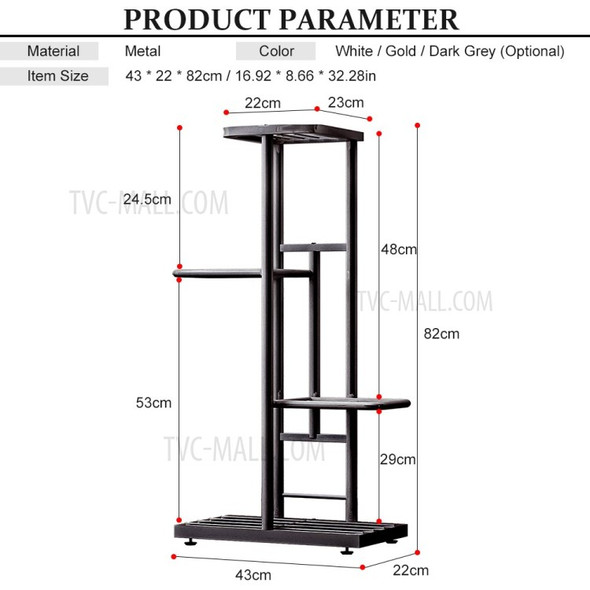 Heavy Duty 4-Tier Potted Plants Display Shelf Flower Pots Rack Potting Ladder Stand Storage Rack - Dark Grey