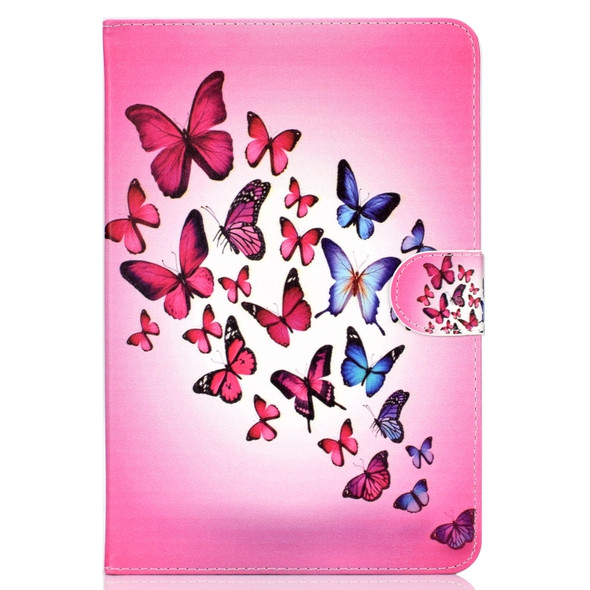 Colored Pattern Drawing Horizontal Flip PU Leather Case with Three-folding Holder for 10 inch Tablet PC(Colorful butterfly)