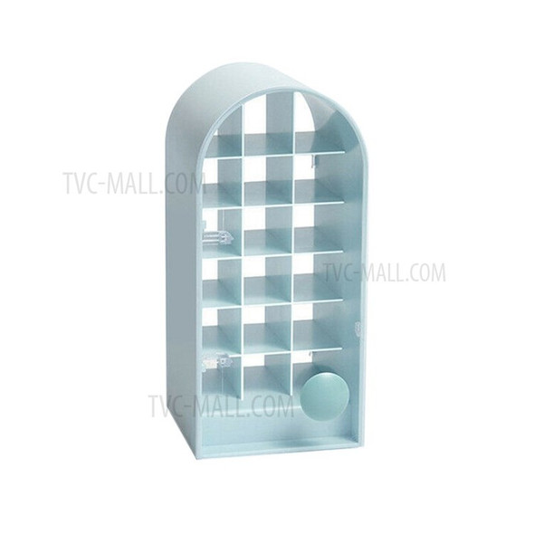 Lipstick Box Holder 18-Grid Spaces Lipgloss Organizer Makeup Holder Cosmetics Storage Display - Blue