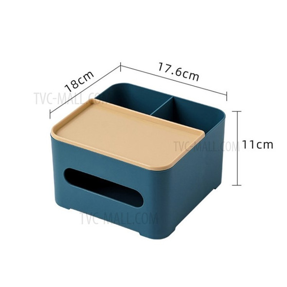 Multifunction Tissue Box Remote Holder Dispenser Makeups Organizer - Yelllow-blue//S