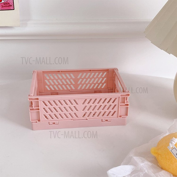 Mini Foldable Storage Box Case Desktop Organizer Basket - Pink