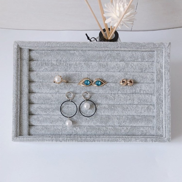 Ring Earrings Studs Tray Showcase Display Jewelry Box Organizer - Grey/Ice Fluff/No Lid