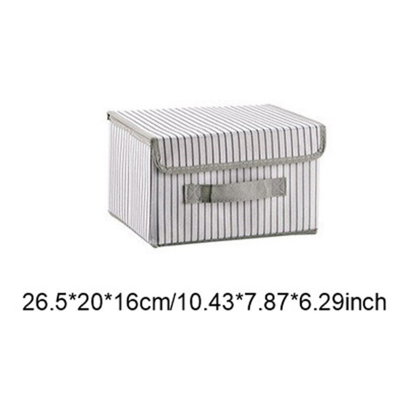 Clothes Storage Boxes Durable Closet Organizer for Books Quilts Blankets Bedding Toy - White Stripe/S