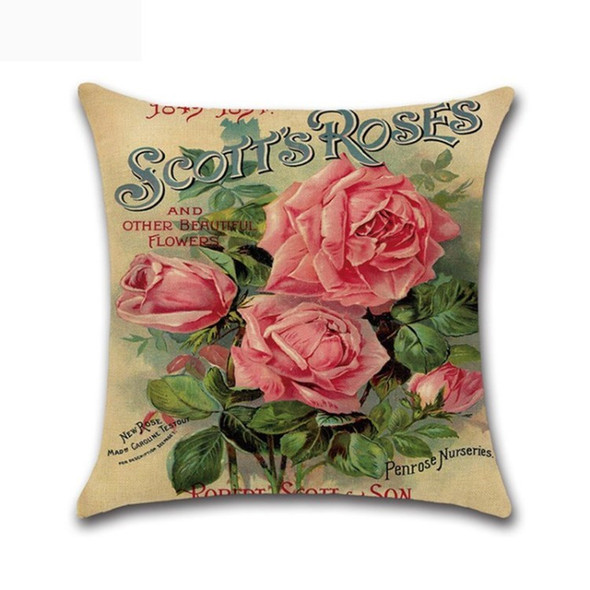 Rose Flower Fax Sofa Throw Pillow Case Cover 45 x 45cm - Style A