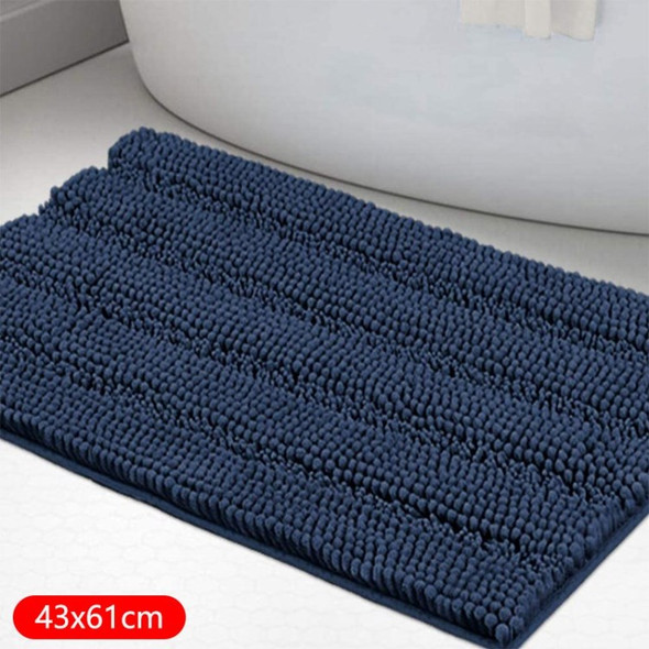 Bath Rug Ultra Thick and Soft Bath Mat Chenille Striped Floor Mat with Non-Slip Door Mat - Navy Blue/Size: 43x61cm