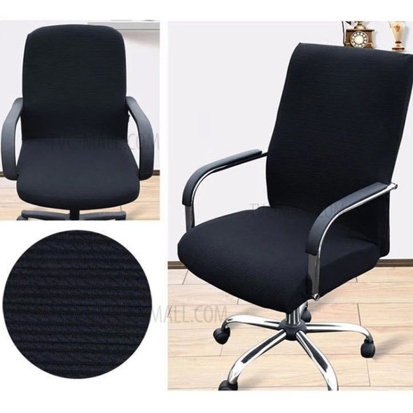 High Back Office Chair Cover Washable Slipcover Soft Protector - Black//L