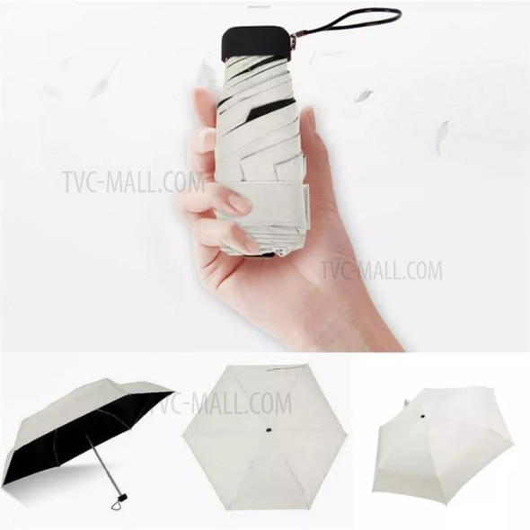 Mini Folding Umbrella Anti-UV Windproof Sun Umbrella Folded Size: 16cm - White