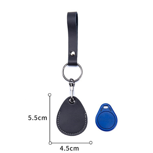 Leather Sleeve Holder Cover for RFID Key Fob Proximity ID Card Token Tag Student ID Cards - Drop Shape/Black