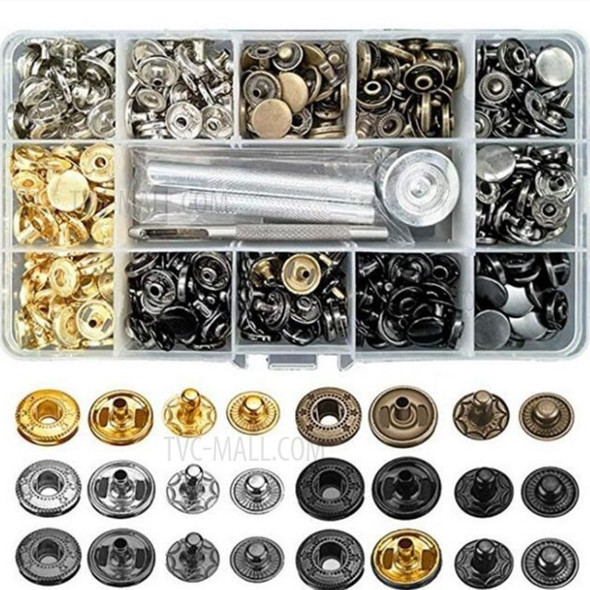 120Pcs/Set 6-Color 12.5mm Metal Button Leather Snap Fasteners Kit with 4 Installation Tools for Clothing Leather Jacket