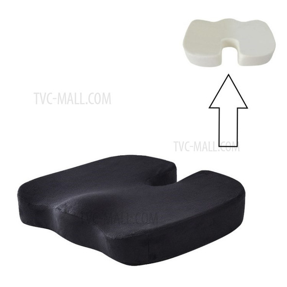 Gel Enhanced Seat Cushion Non-Slip Orthopedic Gel Memory Foam Cushion for Office Chair Car Seat Cushion - Black/Normal