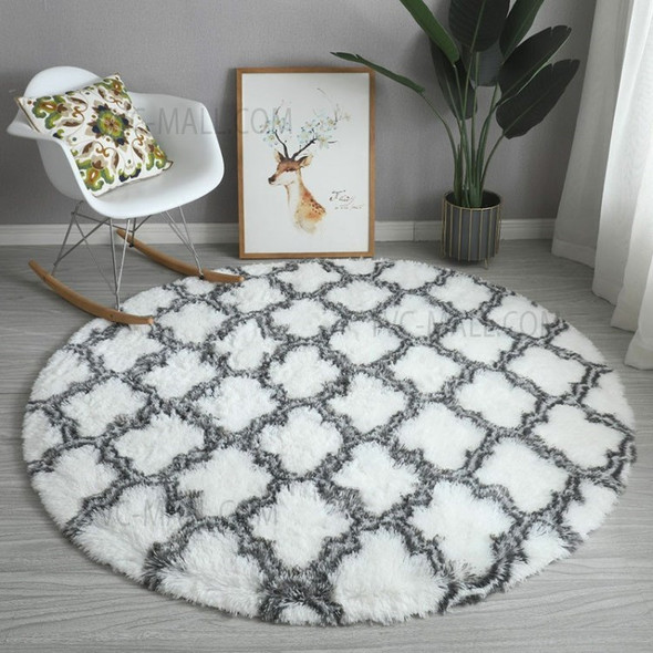 Soft Fluffy Area Rug Round Bedroom Carpet Shaggy Floor Rug - White/120*120cm