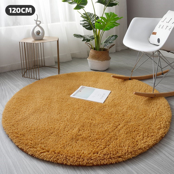 Non-Slip Carpet Soft Absorbent Runner Round Floor Mat Washable Rug - Khaki / 120cm Diameter