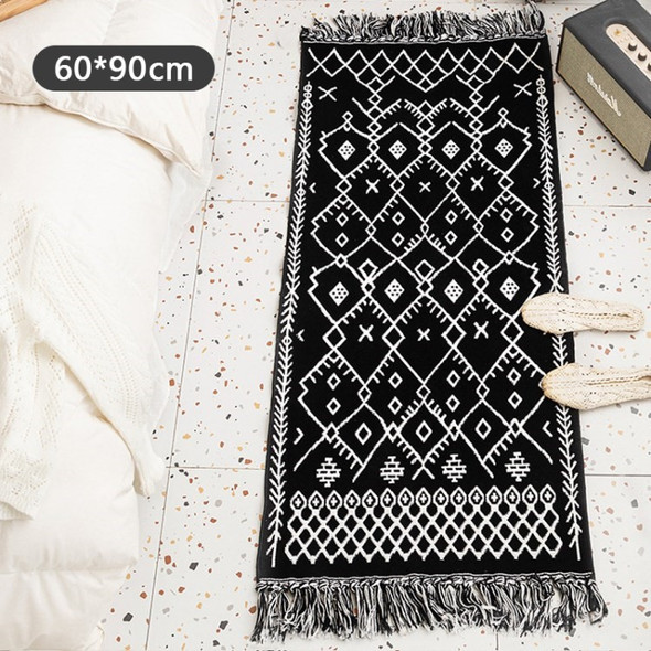 Hand Woven Cotton Area Rug Boho Kitchen Runner Carpet Geometric Mat for Bedroom, Kitchen, Entryway - Stuart / 60x90cm