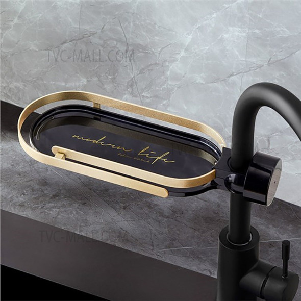 LK-6688 Kitchen Sink Organizer Bathroom Over Faucet Shelf Towel Sponge Holder Rack - Black