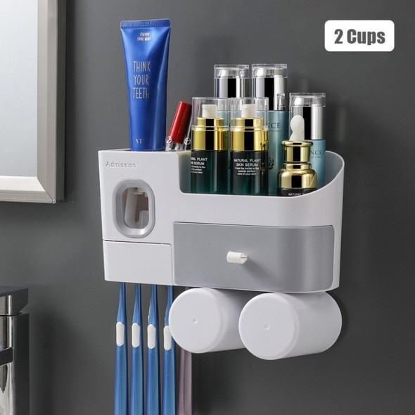 ADMISSION Toothbrush Holder with Cups Automatic Toothpaste Dispenser Squeezer Kit - 2 Cups