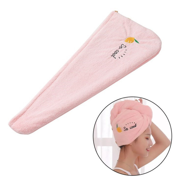 Soft Quick-Drying Bath Hair Cap Towel Coral Fleece Microfiber Thickened Hair Hat - Pink/25x65cm