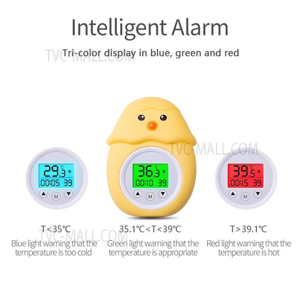 Chicken Shape Bath Thermometer with Room Temperature Tri-color Backlit Display Water Temperature Thermometer