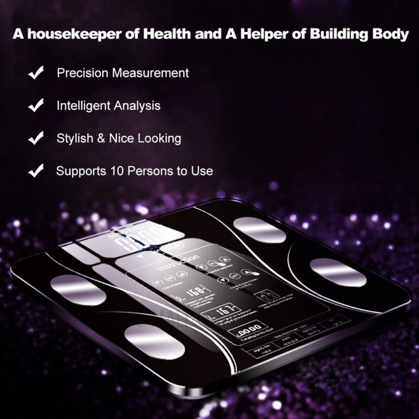 15 Kinds of Data Body Fat Scale Intelligent Electronic Weight Scale Digital BMI Scale Water Mass Health Body Composition Analyzer [English Version] - Black