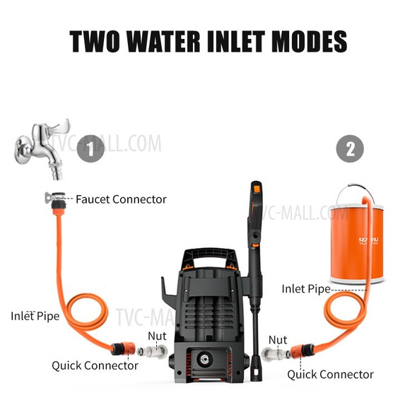 YILI 1200W Electric High Pressure Washer 90Bar 5L/Min Portable Car Washer with Quick-Connect Hose Bike Motorcycle Driveway Patio Cleaner