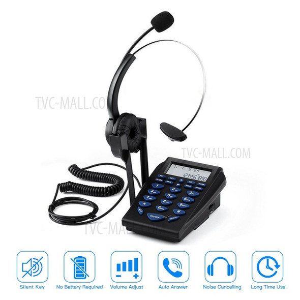 Dialpad Corded Telephone Noise Cancelling Corded Monaural Headset Telephone with Caller ID Redial for Call Center Office Business Home - Black