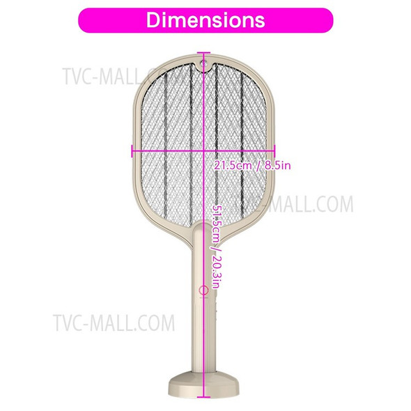 2 in 1 Bug Zapper Racket Mosquito Killer Lamp Home Outdoor USB Rechargeable 3000V High Voltage Fly Swatter - Beige