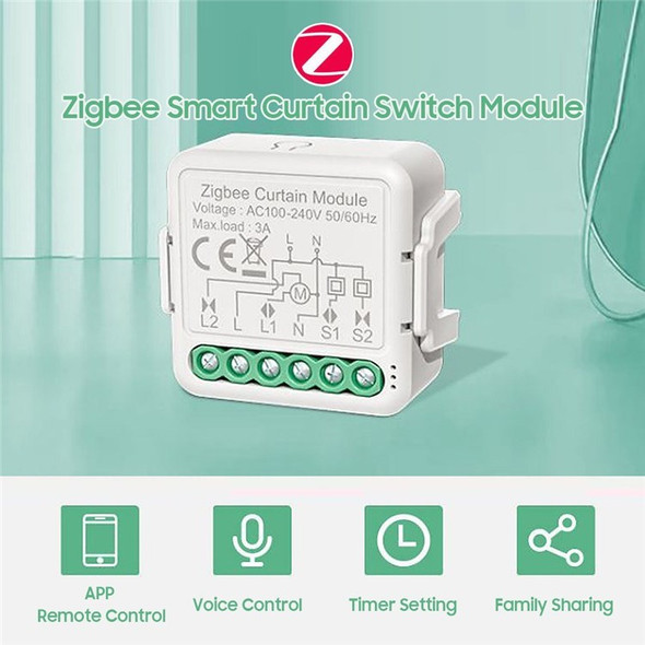 ZigBee Safe Durable Smart Curtain Switch Module APP Remote Control/Time Schedule/Group Sharing/Voice Control Works with Amazon Alexa and Google Assistant