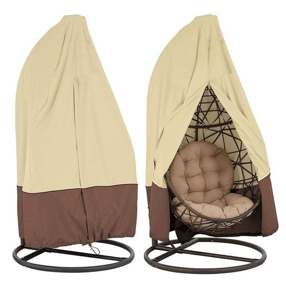 115x190cm Waterproof Dustproof Egg Swing Chair Cover 210D Oxford Cloth Tear-resistant Shield - Beige/Coffee