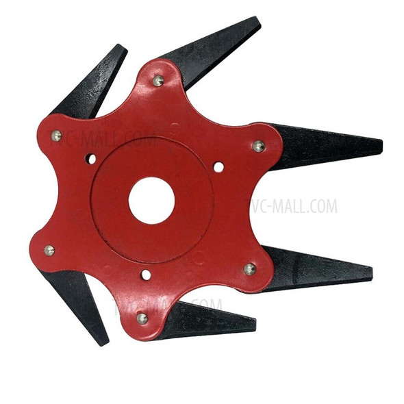 Lawn Mower Blade Trimmer Head 6 Steel Blades Grass Cutter Head 180 Degrees Rotatable - Red/Black