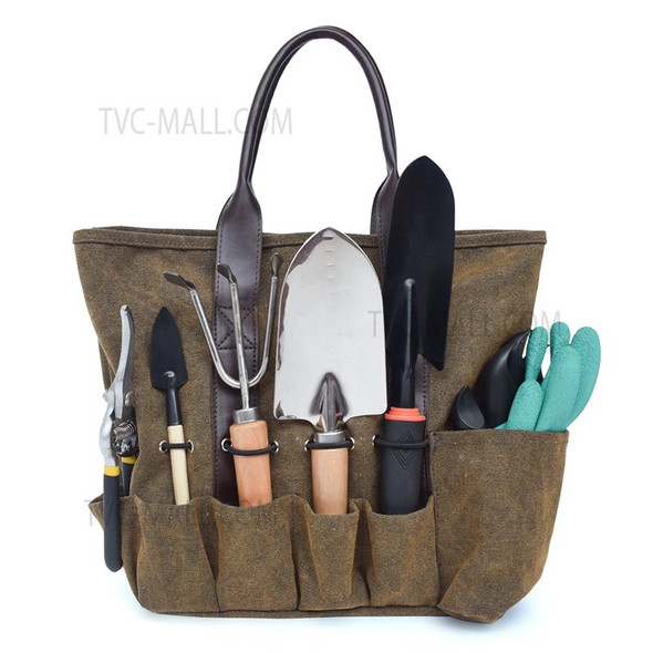 Large Compacity Gardening Kit Garden Tool Bag Tote Bag Home Organizer Tool Kit Lawn Yard Storage Bag Carrier with Ergonomic Handle 7 Pockets