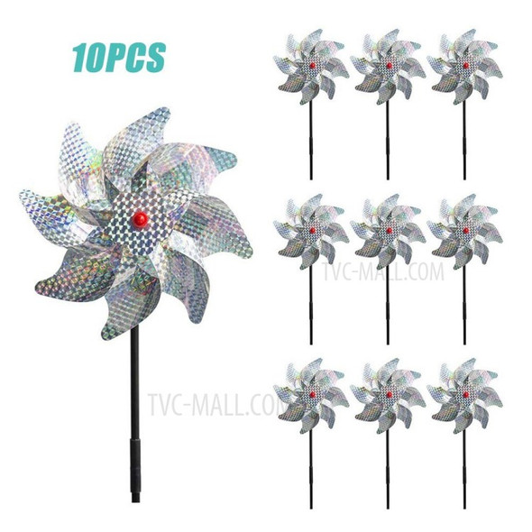 10PCS/Pack Bird Repellent Pinwheel Reflective Sparkly Pin Wheels Protect Garden Plant Flower Bird Rpellent Windmill Garden Decoration