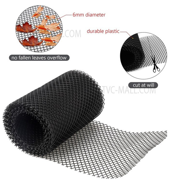 18*800cm Plastic Gutter Guard Mesh Leaf Protection Cover Netting Gutter Net with 10 Clip Hooks - Black