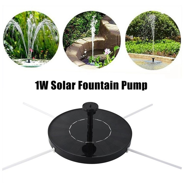 1W Six Nozzles Filter Solar Fountain Pump Free Standing Water Pump 5 Inch Floating Fountain for Bird Bath Garden Samll Pond