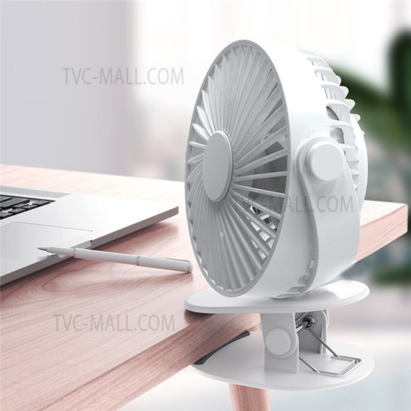926 Mini Rotatable Desktop Summer Fan Cooler USB Rechargeable 3-Speed Clamp Cooling Fan - White