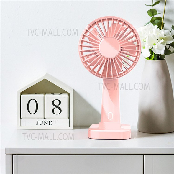801 Handheld Fan with Cell Phone Holder 3 Speeds Portable Desk Fan for Camping Hiking Office - Pink