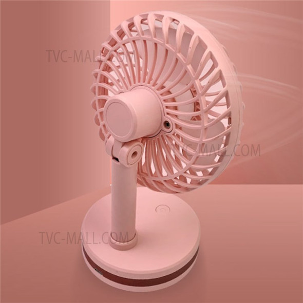 Mini Electric Fan LED Light Design Desktop USB Rechargeable Fan with 3 Adjustable Speeds - Pink