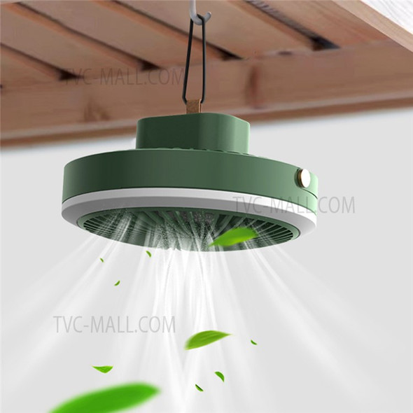 935 Mini Ceiling Fan Outdoor Camping Fan USB Rechargeable Portable Handheld Fan Light - Green