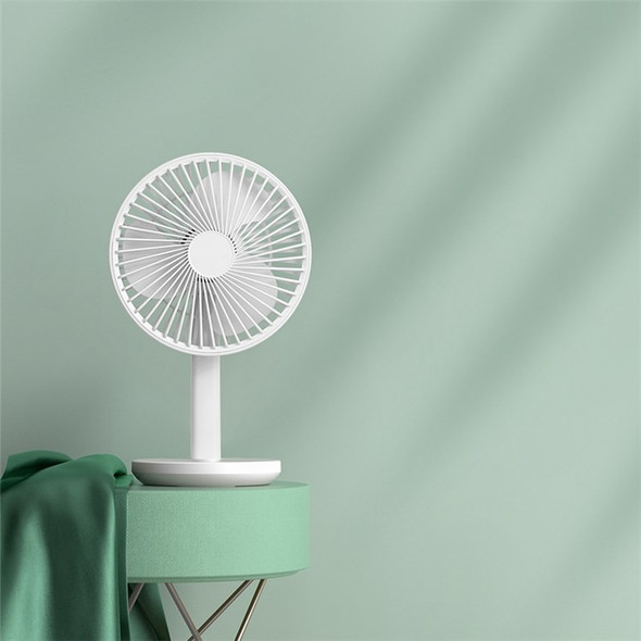 F6 4000mAh Oscillating Standing Desktop Fan 3-Speed Table Fan Mini Personal Fan for Home/Office/Bedroom - White
