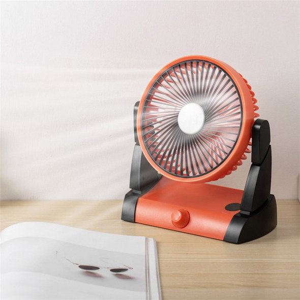 Portable Outdoor Camping Hanging Fan LED Light Stepless Speed Adjustable Desktop Fan with Power Bank Function - Orange