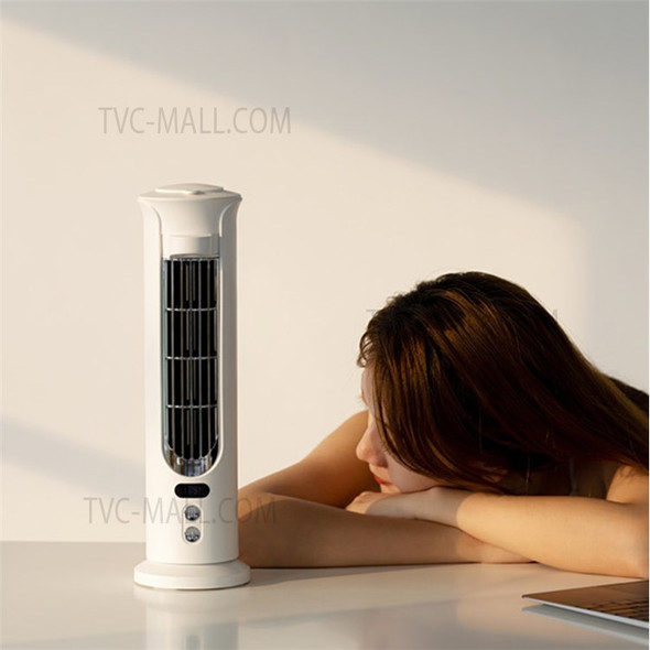 Y33 Portable 3 Speeds Desktop Water Cooling Air Cooler Nano Spray Air Conditioning Tower Fan with Power Display - White