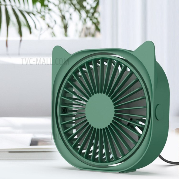 Cartoon Cat Ear Shape USB Rechargeable Cooling Fan Mini Table Fan - Blackish Green