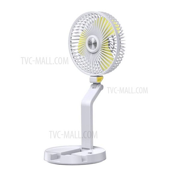 5200mAh Small Desk Fan 7 inch 3 Speed Modes USB Powered Night Light Phone Holder - White