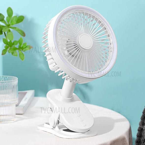 RYF-021 Clip on Fan 2400mAh USB Rechargeable Desk Fan with Night Light for Home Office - White