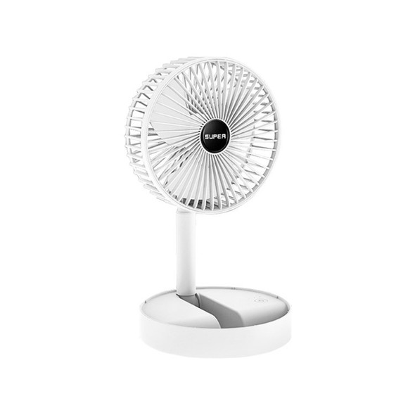 USB Folding Fan Portable Silent Telescopic Small Fan USB Deskt Mini Air Cooler for Dormitory Office - White